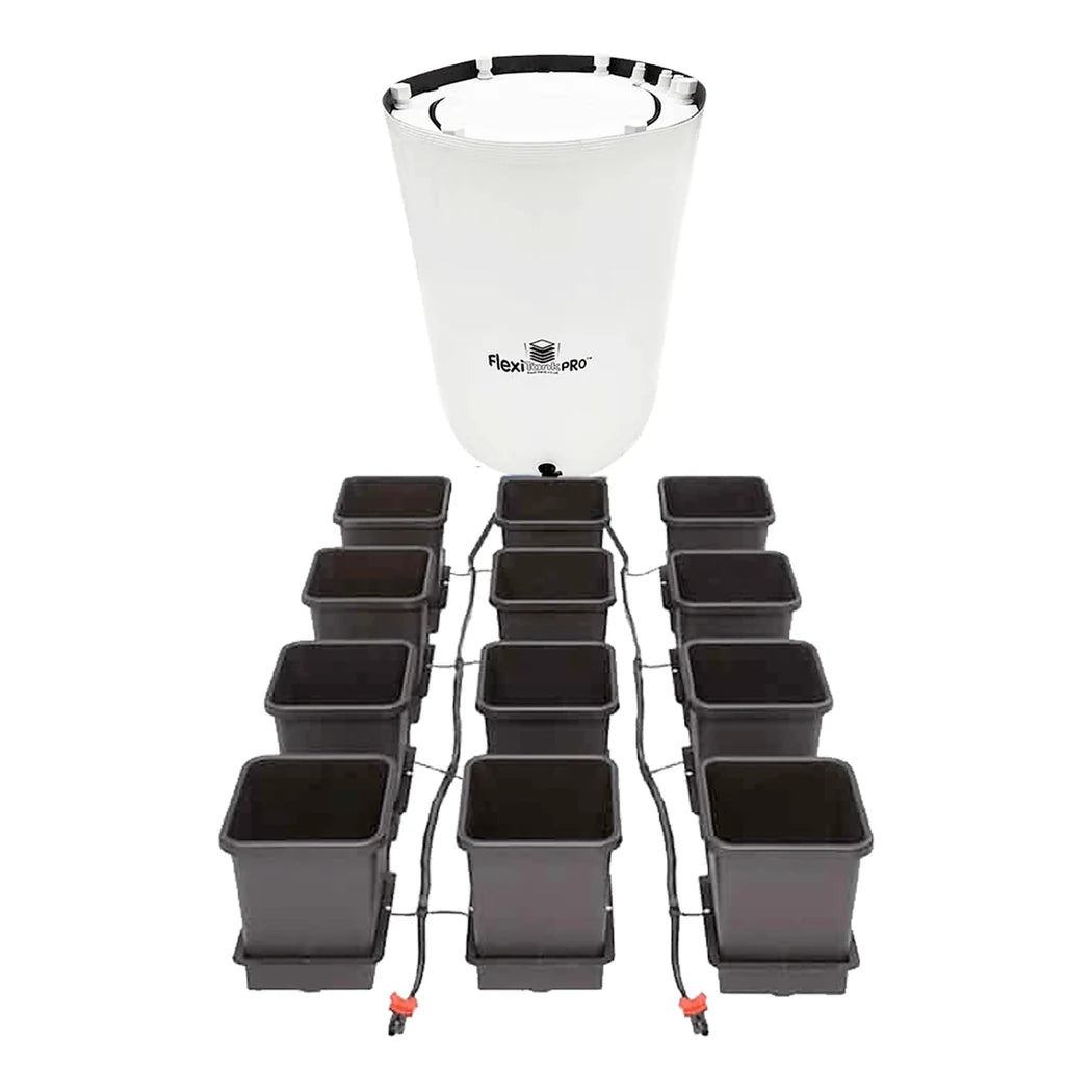 AutoPot 12Pot system with white 60 gal FlexiTank Pro and 3.9 gal pots