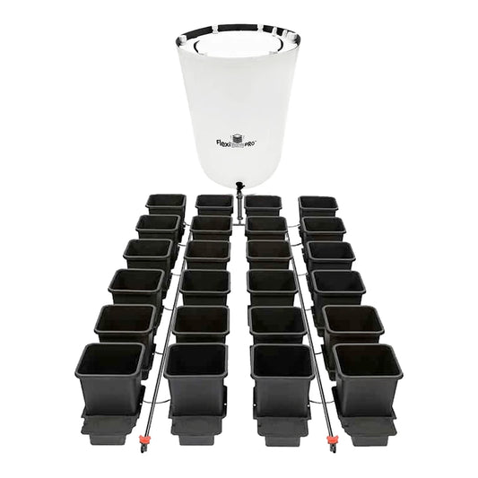 AutoPot 24Pot system with white 105 gal FlexiTank Pro and 3.9 gal pots