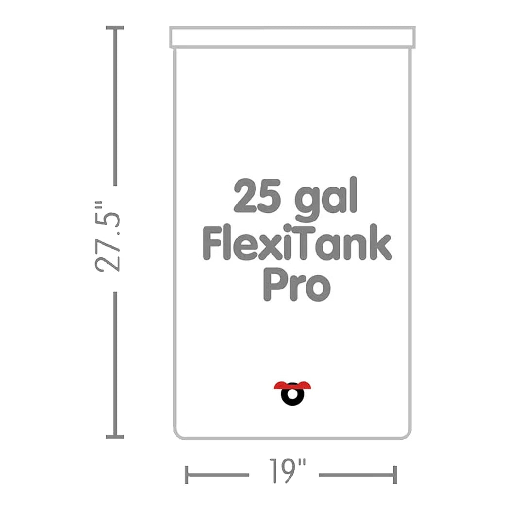 AutoPot FlexiTank Pro 25 gal dimensions diagram, 19 x 27.5 in