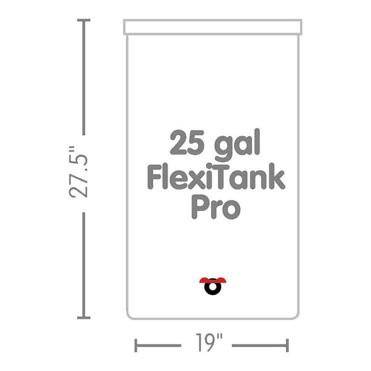 AutoPot FlexiTank Pro 25 gal dimensions diagram, 19 x 27.5 in