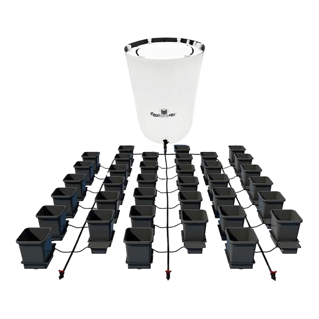 AutoPot 36Pot system with white 105 gal FlexiTank Pro and 3.9 gal pots