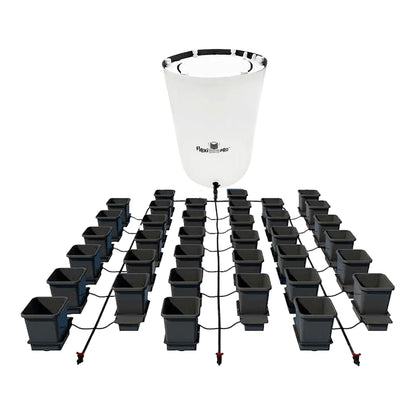 AutoPot 36Pot system with white 105 gal FlexiTank Pro and 3.9 gal pots