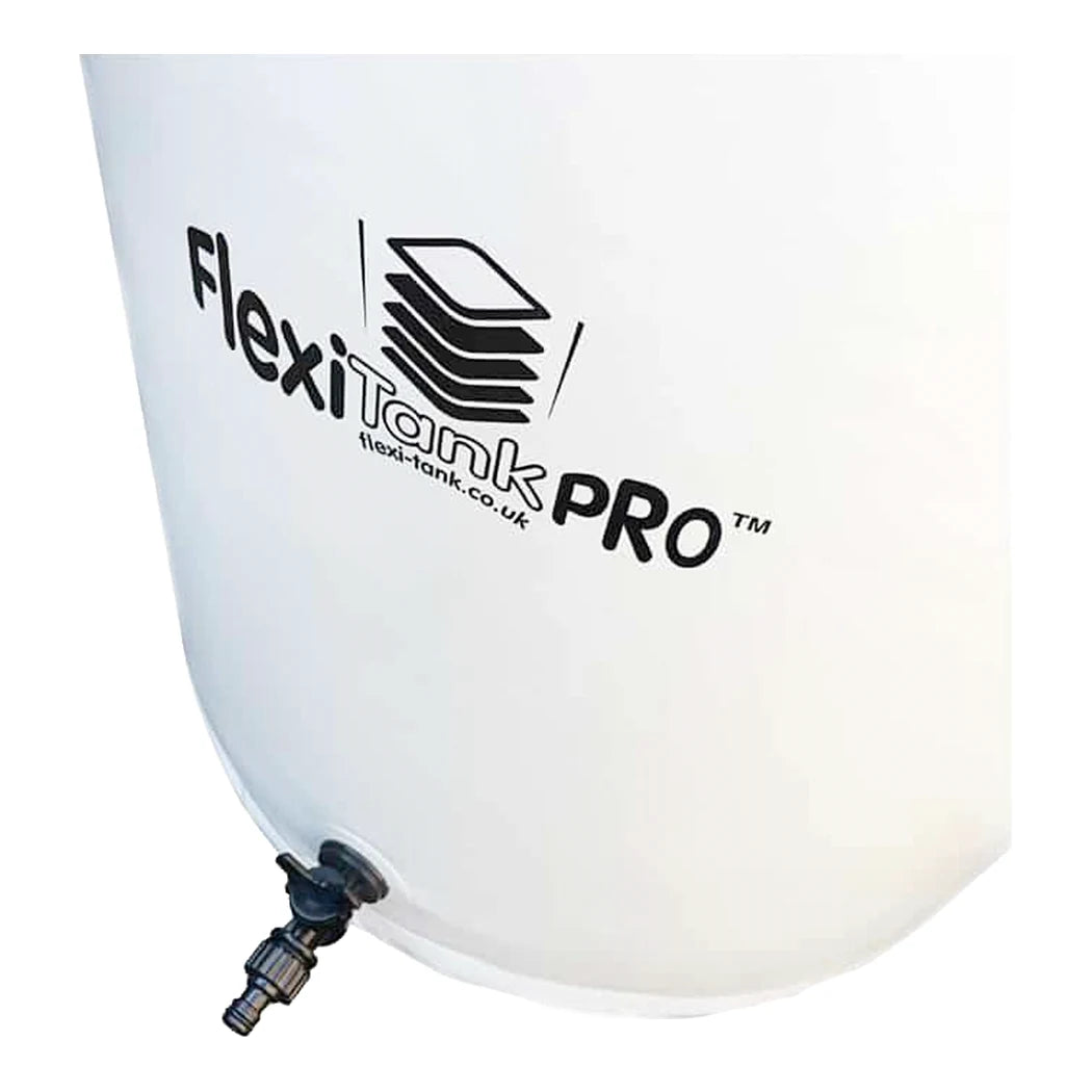 AutoPot FlexiTank Pro logo panel and outlet tap close-up