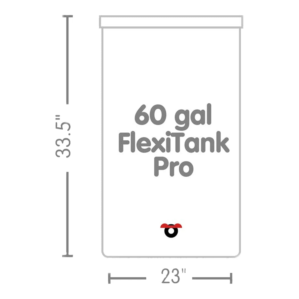 AutoPot FlexiTank Pro 60 gal dimensions diagram, 23 x 33.5 in