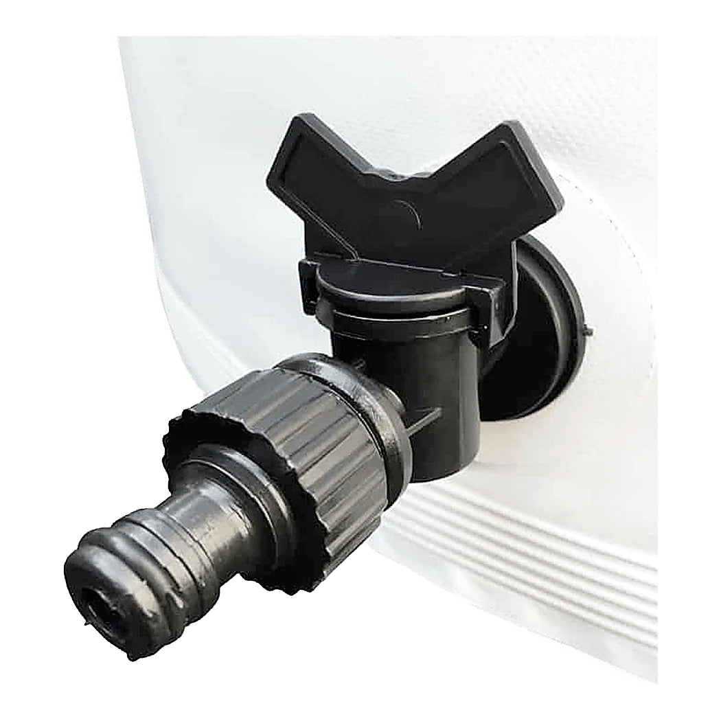 FlexiTank Pro outlet tap and hose adapter close-up