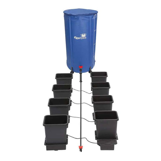 AutoPot 8Pot System - eight 3.9 gallon pots gravity fed from a blue FlexiTank