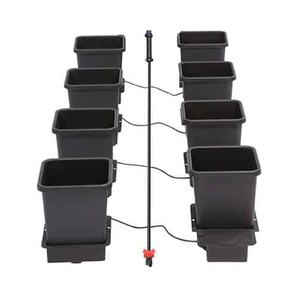 AutoPot 8Pot System layout without the tank, showing pipe runs and AQUAvalves
