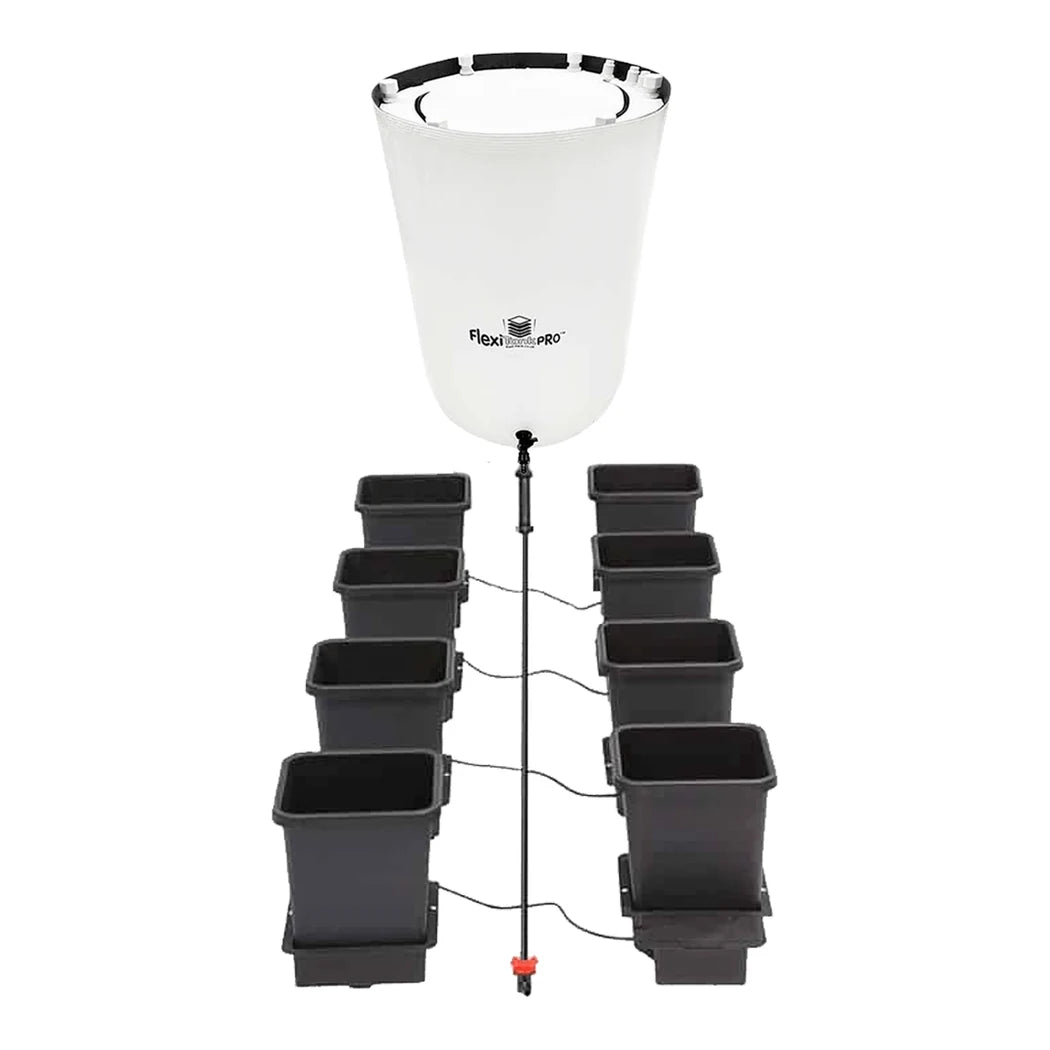 AutoPot 8Pot system with white 25 gal FlexiTank Pro and eight 3.9 gal pots