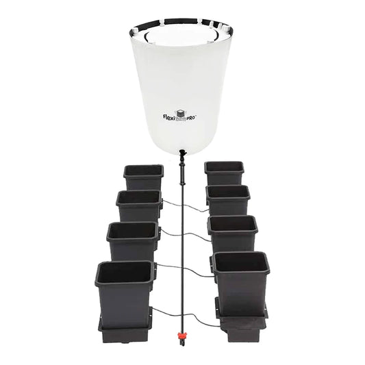AutoPot 8Pot system with white 25 gal FlexiTank Pro and eight 3.9 gal pots
