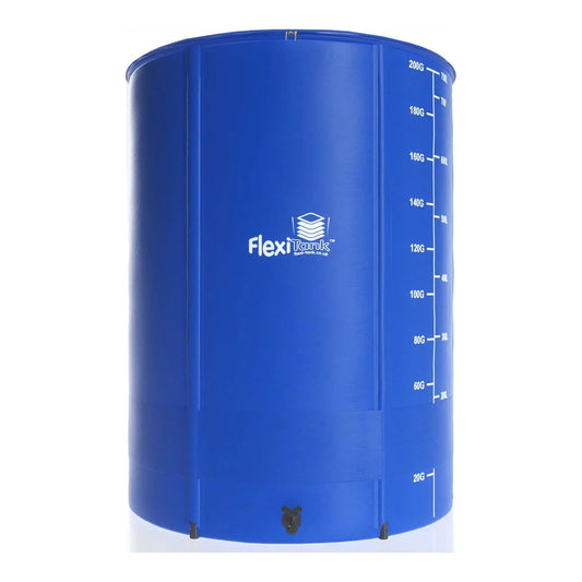AutoPot FlexiTank collapsible reservoir, 200 gallon, blue with litre graduations