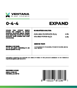 Ventana Plant Science - Expand 0-4-4 (Flower Booster) - 1-Gallon Back of Label