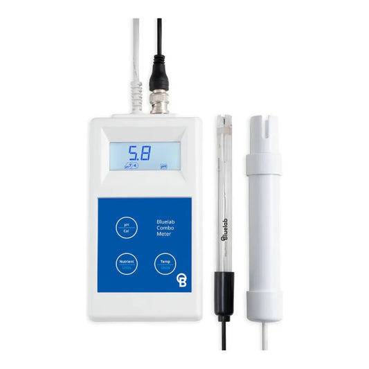 Bluelab Combo Meter with pH probe and conductivity probe, handheld pH, EC and temperature tester for hydroponics