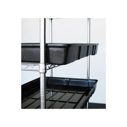 Botanicare 2 ft x 4 ft rack trays installed on chrome wire shelving