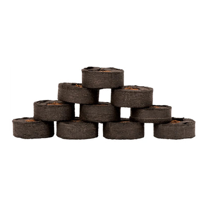 Compressed Botanicare CocoPro plugs stacked in a pyramid
