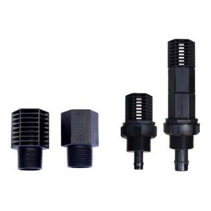 Botanicare Ebb and Flow Fittings family: screen, extension and barbed fittings