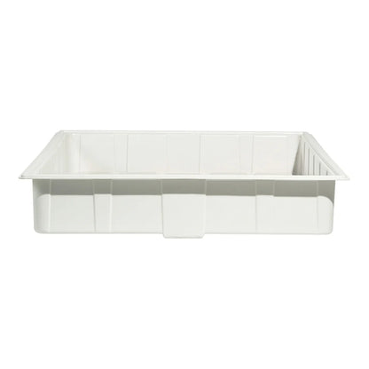 Side profile of the Botanicare ID white 3 ft x 3 ft grow tray showing rim depth