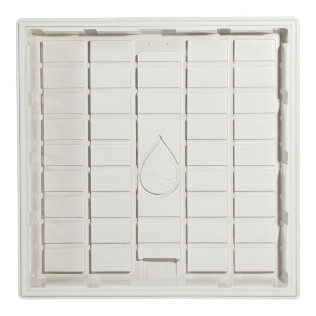 Top view of the Botanicare ID white 3 ft x 3 ft grow tray showing the drainage grid
