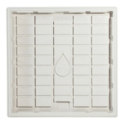 Top view of the Botanicare ID white 3 ft x 3 ft grow tray showing the drainage grid