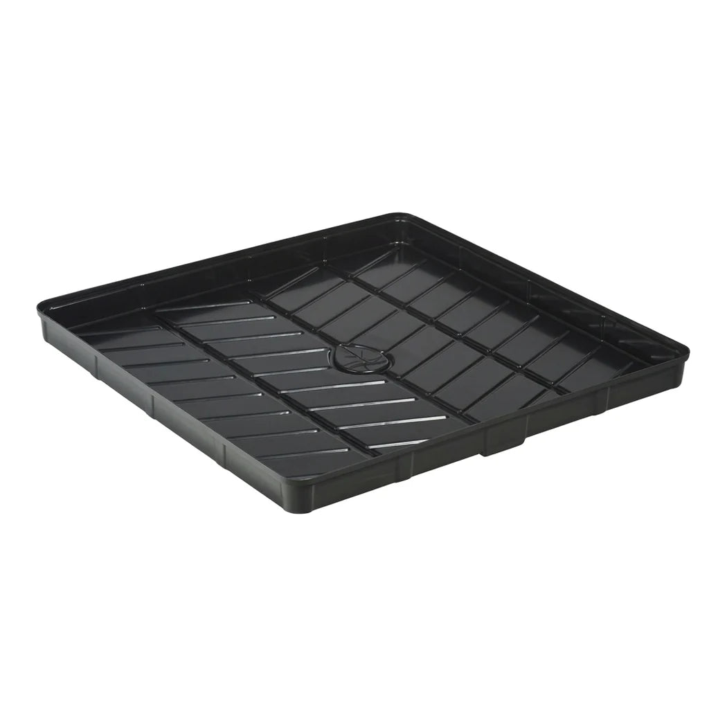 Botanicare Low Tide LT black flood tray, 4 ft x 4 ft, with moulded drainage channels