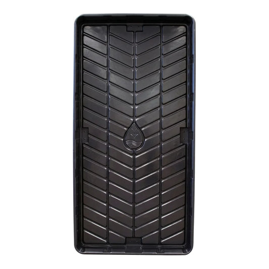 Top view of the Botanicare OD black 3 ft x 6 ft tray showing the herringbone drainage pattern