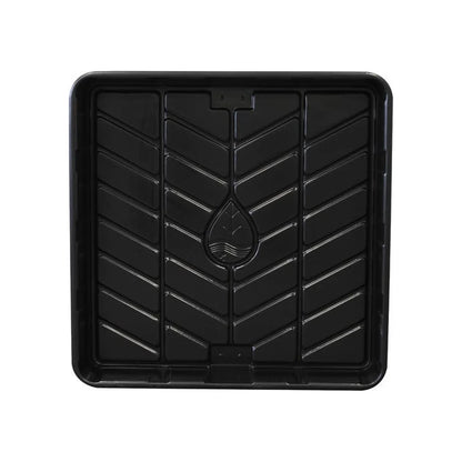 Botanicare OD black tray 3 ft x 3 ft - top view showing drain and rib pattern