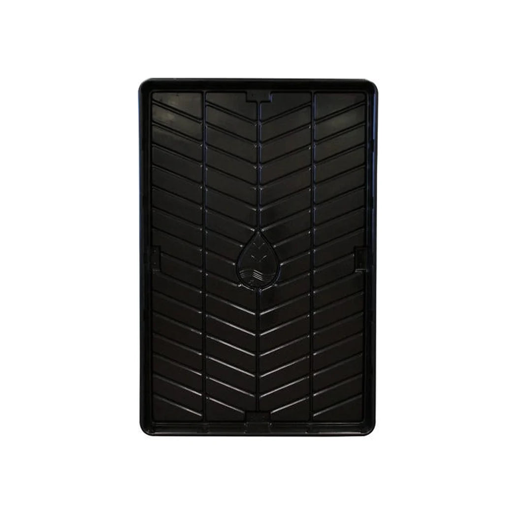 Botanicare OD black tray 4 ft x 6 ft - top view showing drain and rib pattern