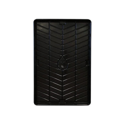 Botanicare OD black tray 4 ft x 6 ft - top view showing drain and rib pattern