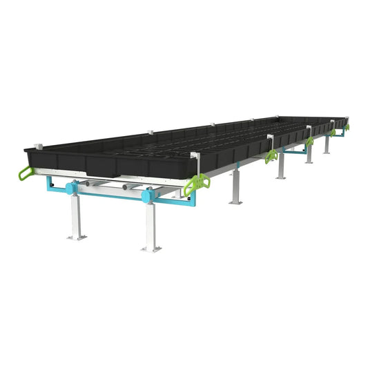 Botanicare Slide Bench Trilock rolling bench, 4 ft wide x 7.5 ft long x 20 in high, on adjustable legs