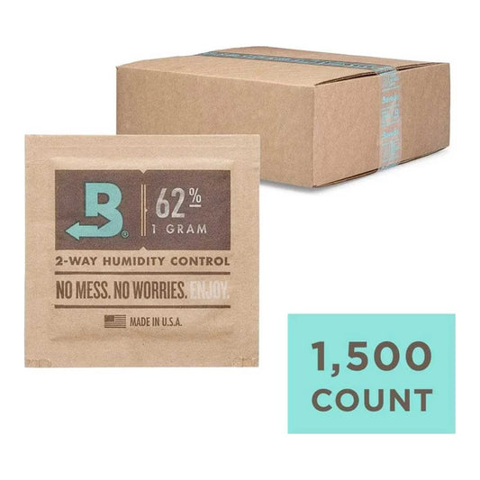 Boveda 62% 1 gram square pack with 1,500 count case