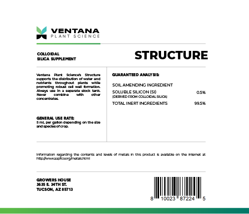 Ventana Plant Science - Structure (Silica) - 2.5-Gallon Back Label