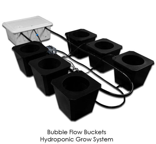 SuperCloset Bubble Flow Buckets - Hydroponic Grow System - 6 site
