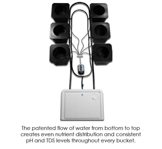 SuperCloset Bubble Flow Buckets - Hydroponic Grow System - 6 site