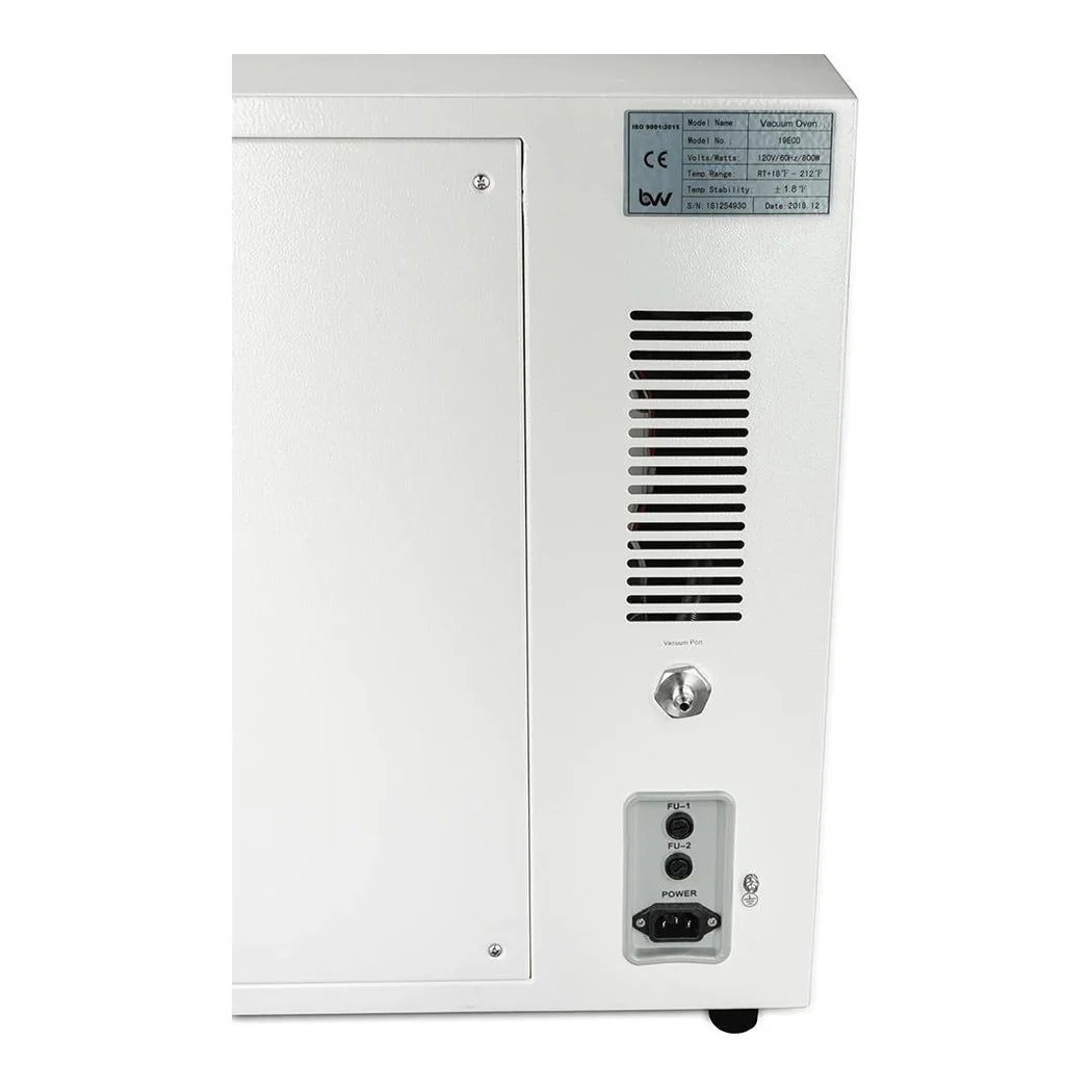 1.9CF ECO Vacuum Oven - 4 Wall Heating, LED display, LED's - 5 Shelves Standard - vacuum oven, rear vent panel
