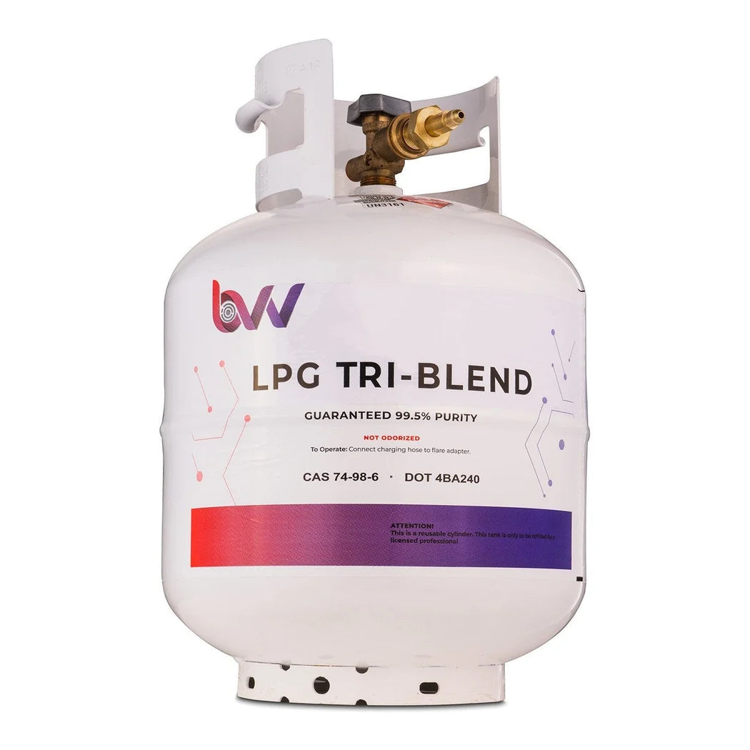 BVV 20LB 50/25/25% N-Butane/Iso-Butane/Propane TRI-Blend - 99.5% Guaranteed High Purity USA - 20 lb LPG tri-blend cylinder