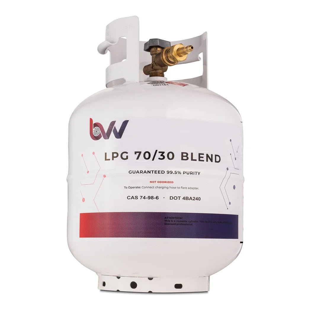 BVV 20LB 70/30% N-Butane/Propane Blend - 99.5% Guaranteed High Purity USA - 20 lb LPG 70/30 blend cylinder
