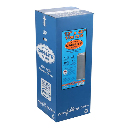 Can-Lite 12 inch 1800 CFM carbon filter in its shipping carton