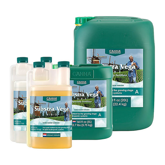 CANNA Substra Vega Hard Water Version Part A 4-0-3 in 1 L, 5 L and 20 L containers