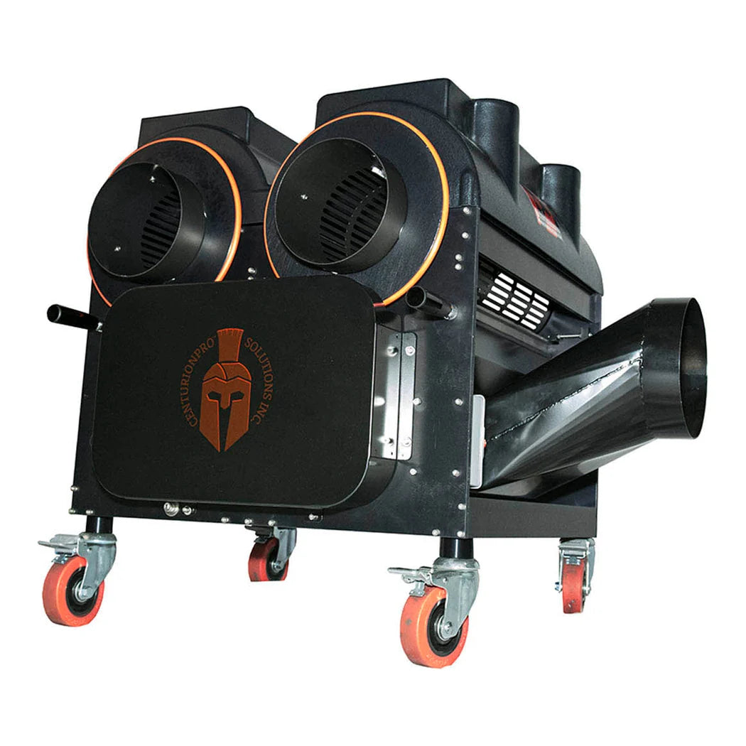 CenturionPro Gladiator hybrid trimmer on its rolling stand, side view