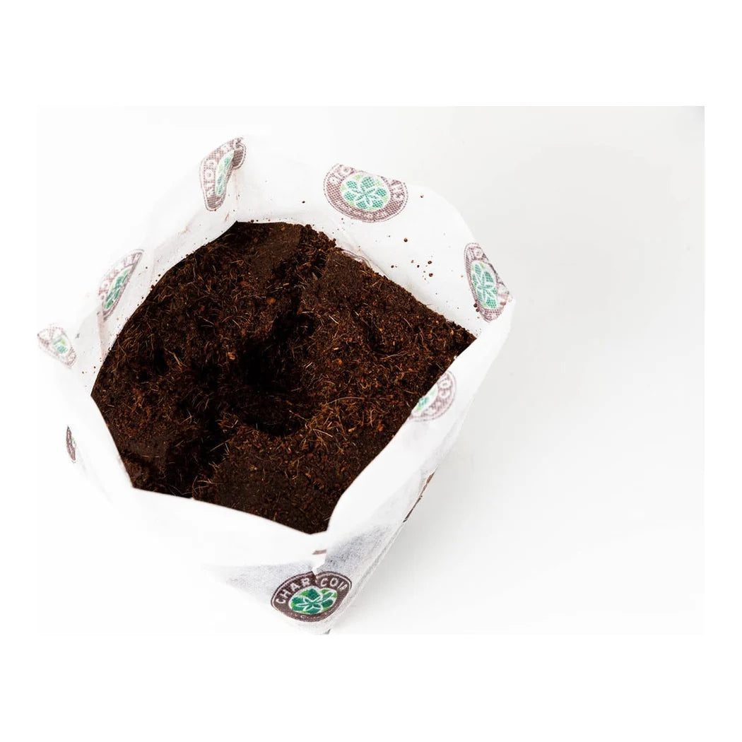 Char Coir BioPot half gallon, side view