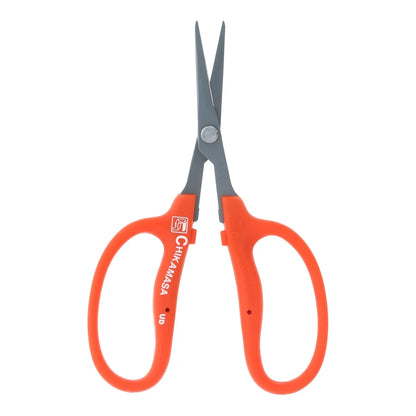 Chikamasa B-500SLF slanted trimming scissors with fluorine-coated stainless blade and orange grip