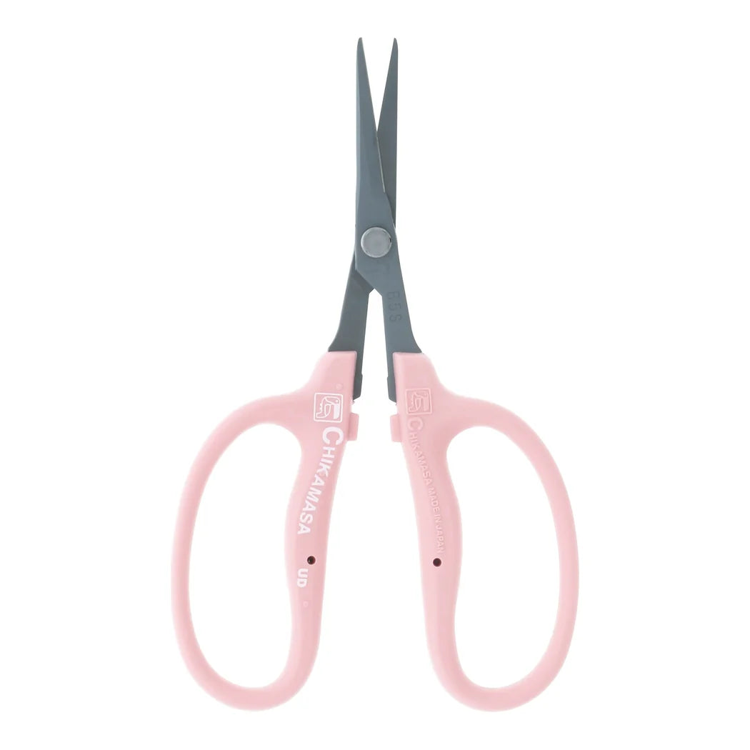Chikamasa B-500SLFP pink slanted trimming scissors with fluorine-coated stainless steel blade