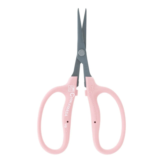 Chikamasa B-500SLFP pink slanted trimming scissors with fluorine-coated stainless steel blade