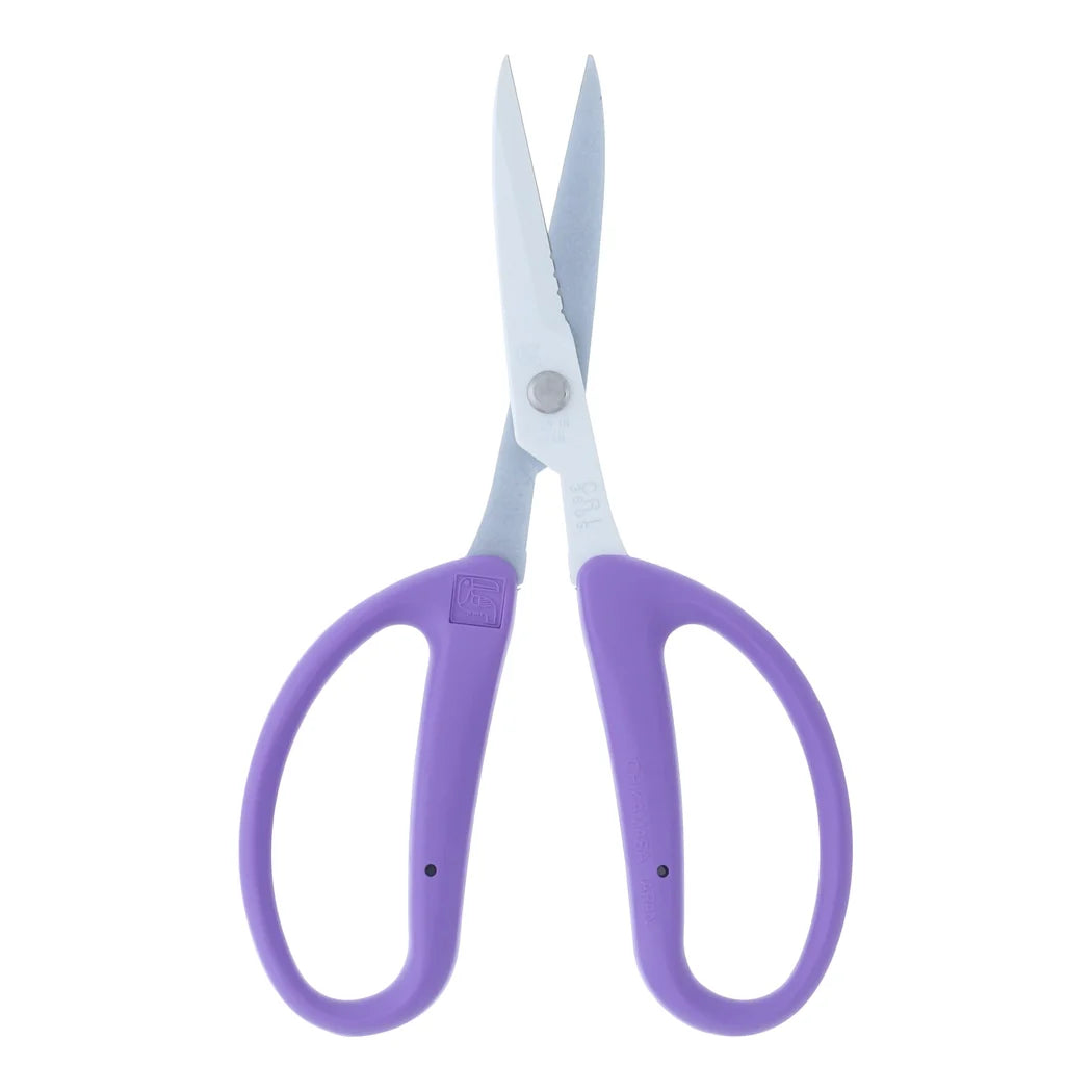 Chikamasa CRI-360SFV violet florist scissors with fluorine-coated stainless blade and wire notch