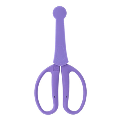 Chikamasa CRI-360SFV florist scissors shown closed from above with violet steel-core grips