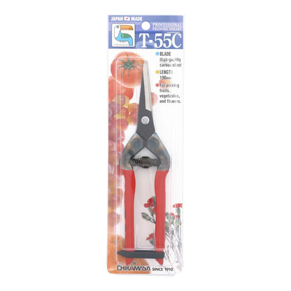Chikamasa T-55C in its retail pack, front view showing the carbon steel picking blade
