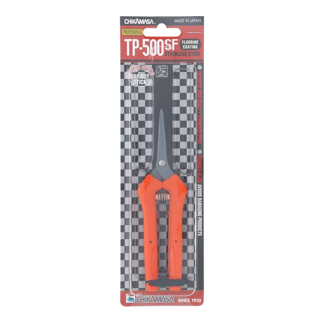 Chikamasa TP-500SF in its retail blister pack, front view with torsion spring and coated blade