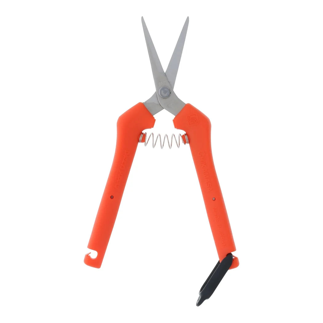 Chikamasa TP-500SR spring-loaded curved trimming scissors with uncoated stainless blade