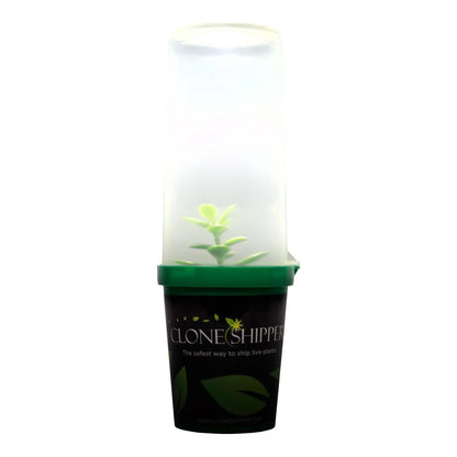 Clone Shipper reusable pot and clear shipping dome, side view