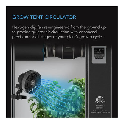 CLOUDRAY A6 clip fan shown from the side, 90 degree swivel and 55 degree tilt