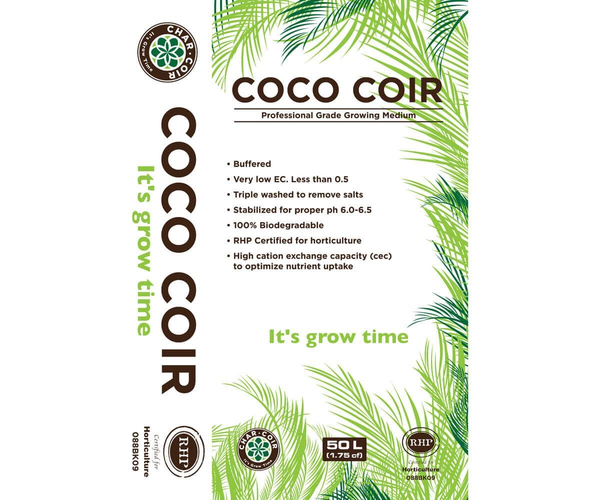 Char Coir 100% RHP Certified Coco Coir, 50 L - Front